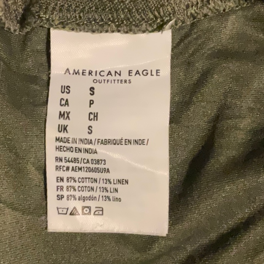 American Eagle Olive Green Linen Cropped Culottes - Picture 5 of 5